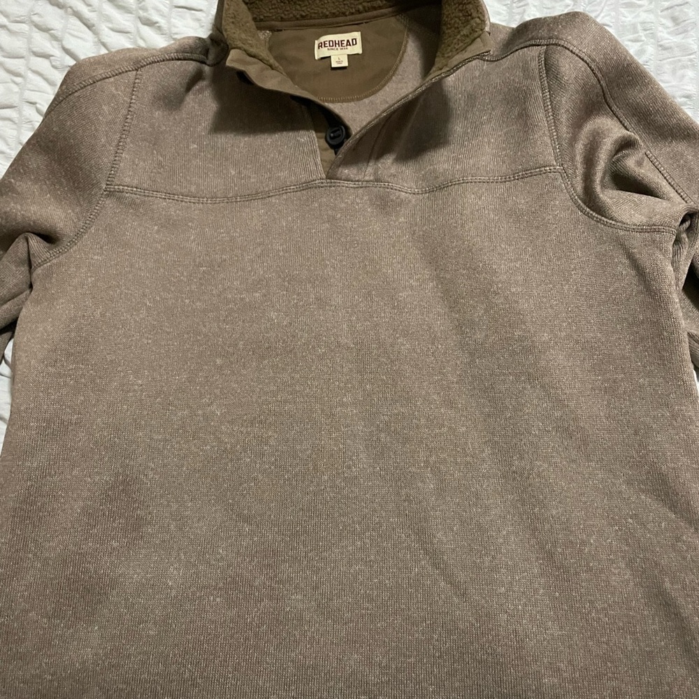 RedHead Tan Fleece-Lined Sweater button up 1/4